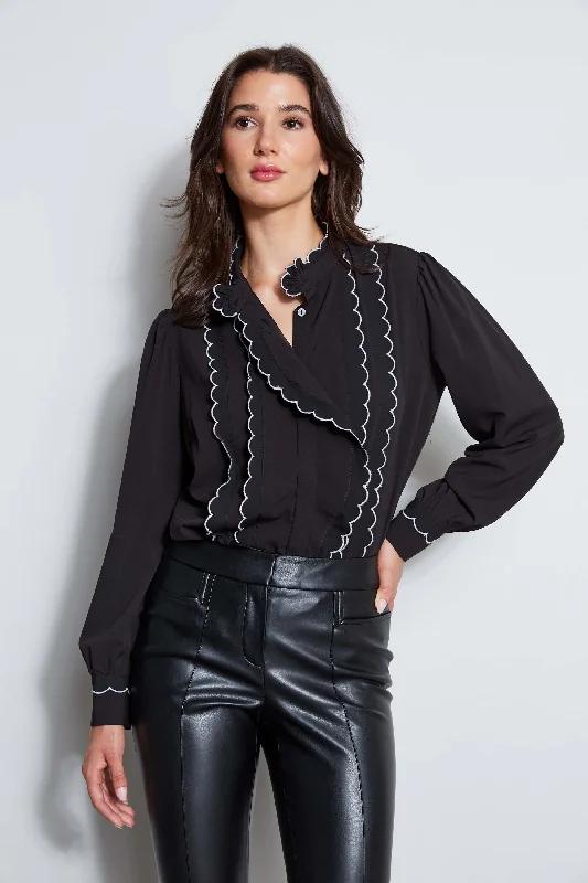 women's tops for everyday eleganceScallop Button Down Shirt