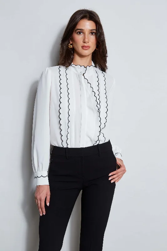 women's tops for those who want to stay cool and chic during warmer weatherScallop Button Down Shirt