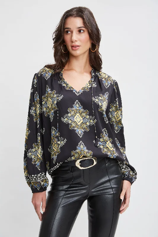 women's tops for those who believe in expressing their individuality through fashionSilk Geometric Shirt