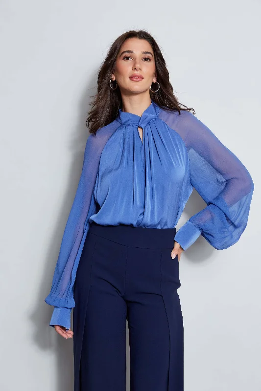 women's tops for those who prefer classic over trendy stylesSilk Twist Keyhole Shirt