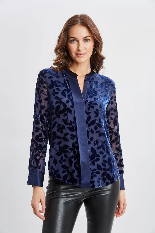 satin women's topsSatin Velvet Burnout Shirt