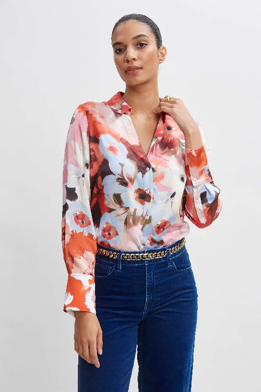 luxury women's topsSilk Satin Wintergarden Shirt